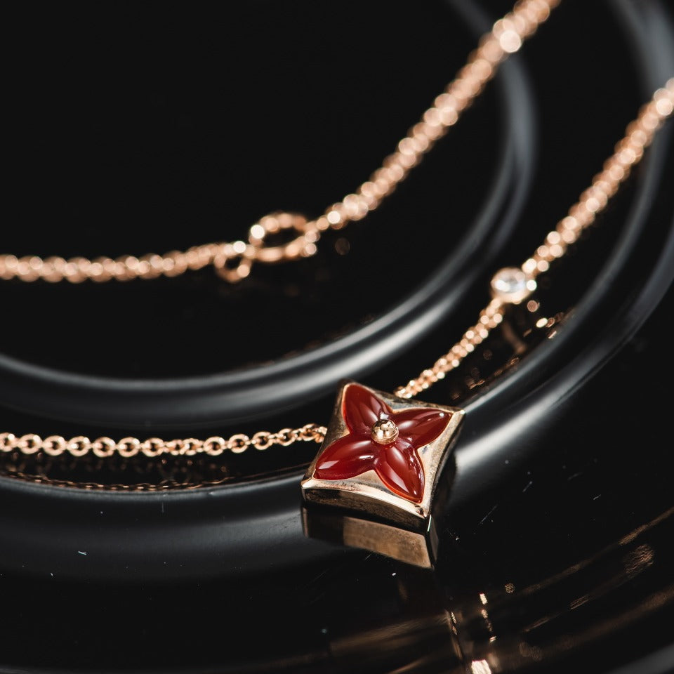 [MIRA]STAR NECKLACE PINK GOLD 1 DIAMOND