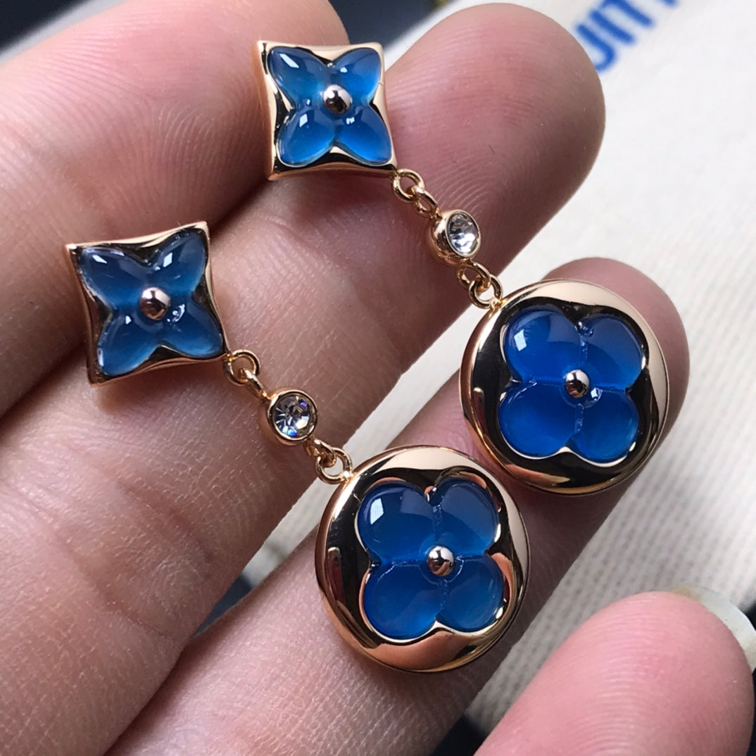 [MIRA]STAR AND SUN AGATE DIAMOND EARRINGS
