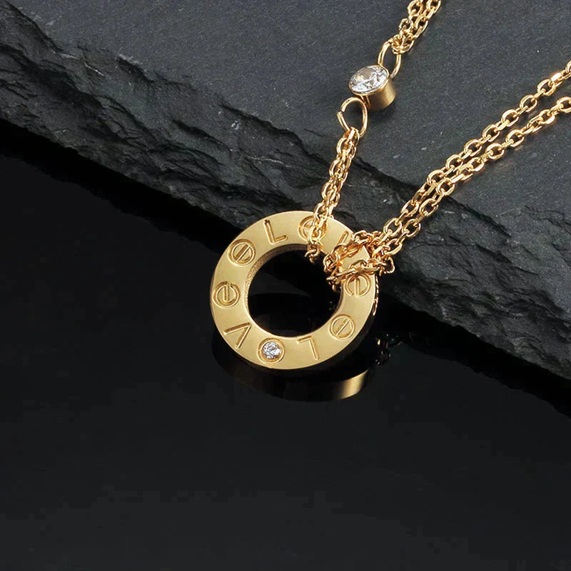 [MIRA]LOVE NECKLACE 16MM 2 DIAMONDS