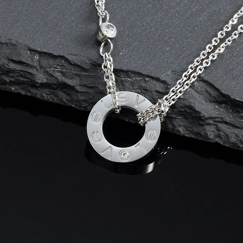 [MIRA]LOVE NECKLACE 16MM 2 DIAMONDS
