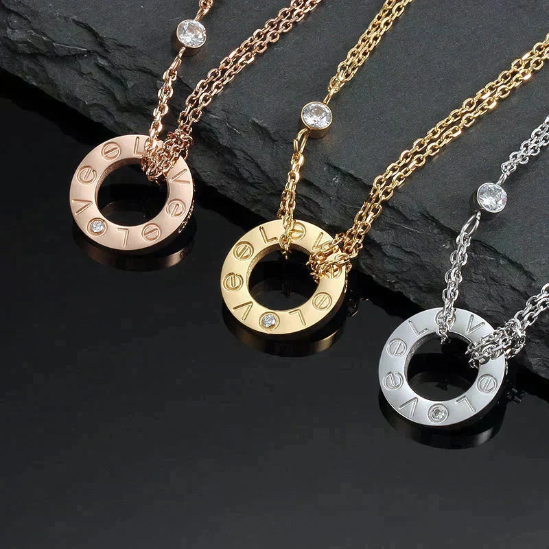 [MIRA]LOVE NECKLACE 16MM 2 DIAMONDS