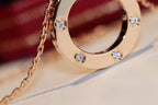 [MIRA]LOVE NECKLACE 16MM 6 DIAMONDS PINK GOLD