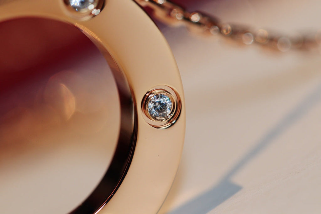 [MIRA]LOVE NECKLACE 16MM 6 DIAMONDS PINK GOLD