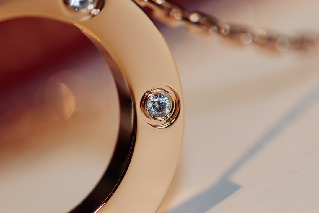 [MIRA]LOVE NECKLACE 16MM 6 DIAMONDS PINK GOLD
