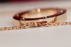 [MIRA]LOVE NECKLACE 16MM 6 DIAMONDS PINK GOLD