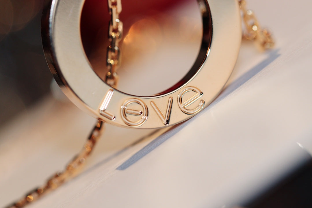 [MIRA]LOVE NECKLACE 16MM 6 DIAMONDS PINK GOLD