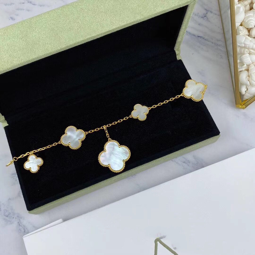 [MIRA]MAGIC CLOVER MOP GOLD BRACELET 5 MOTIFS