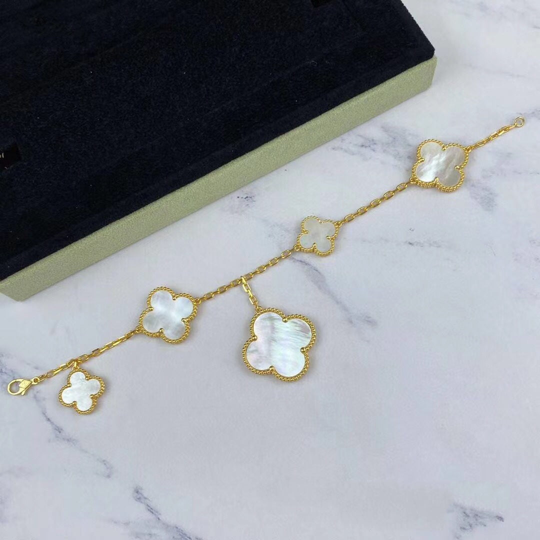 [MIRA]MAGIC CLOVER MOP GOLD BRACELET 5 MOTIFS