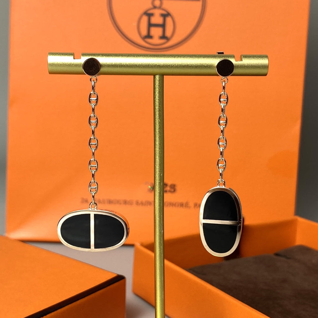 [MIRA]CHAINE VERSO BLACK CERAMIC EARRINGS