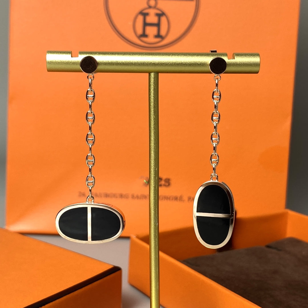 [MIRA]CHAINE VERSO BLACK CERAMIC EARRINGS
