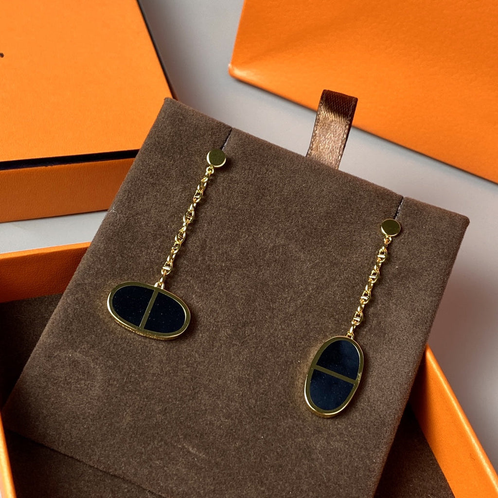 [MIRA]CHAINE VERSO BLACK CERAMIC EARRINGS