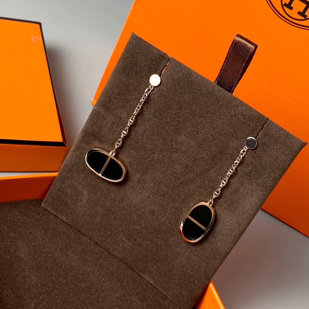 [MIRA]CHAINE VERSO BLACK CERAMIC EARRINGS