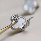 [MIRA]CLOVER MEDIUM 1 MOTIFS  WHITE MOP EARRINGS SILVER