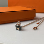 [MIRA]CONSTANCE BLACK PEDANT PINK GOLD NECKLACE
