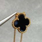 [MIRA]CLOVER 15MM BLACK ONYX SINGLE FLOWER NECKLACE