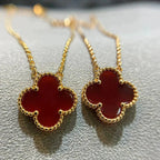 [MIRA]CLOVER 15MM CARNELIAN SINGLE FLOWER NECKLACE