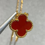 [MIRA]CLOVER 15MM CARNELIAN SINGLE FLOWER NECKLACE