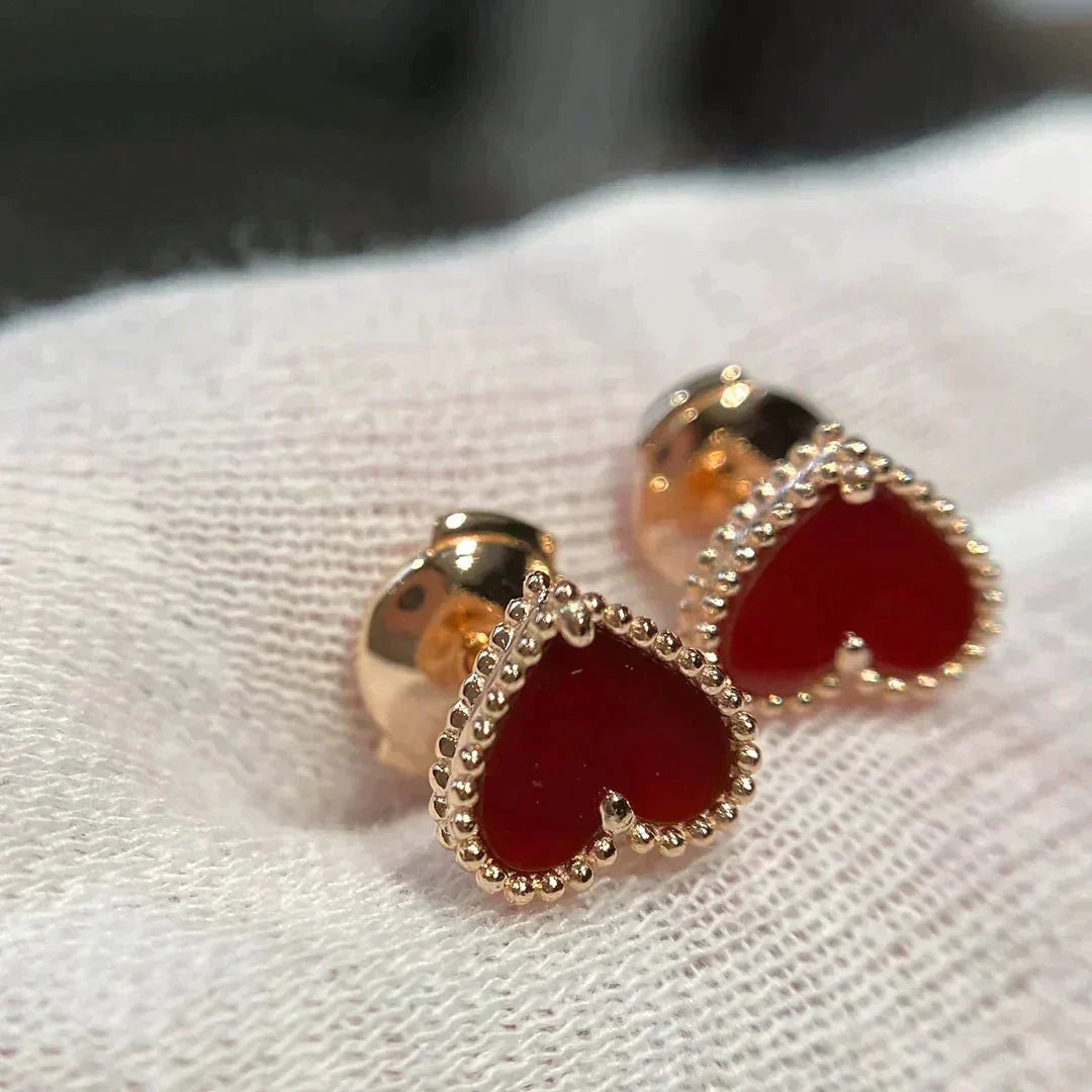 [MIRA]HEART CARNELIAN STUD EARRINGS