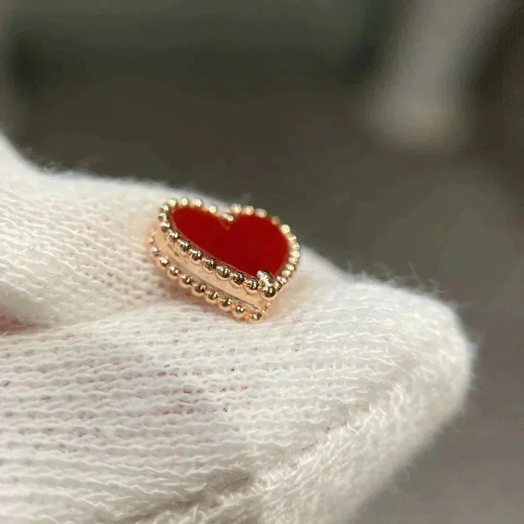 [MIRA]HEART CARNELIAN STUD EARRINGS