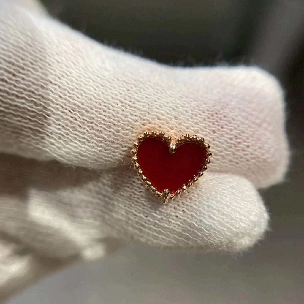 [MIRA]HEART CARNELIAN STUD EARRINGS