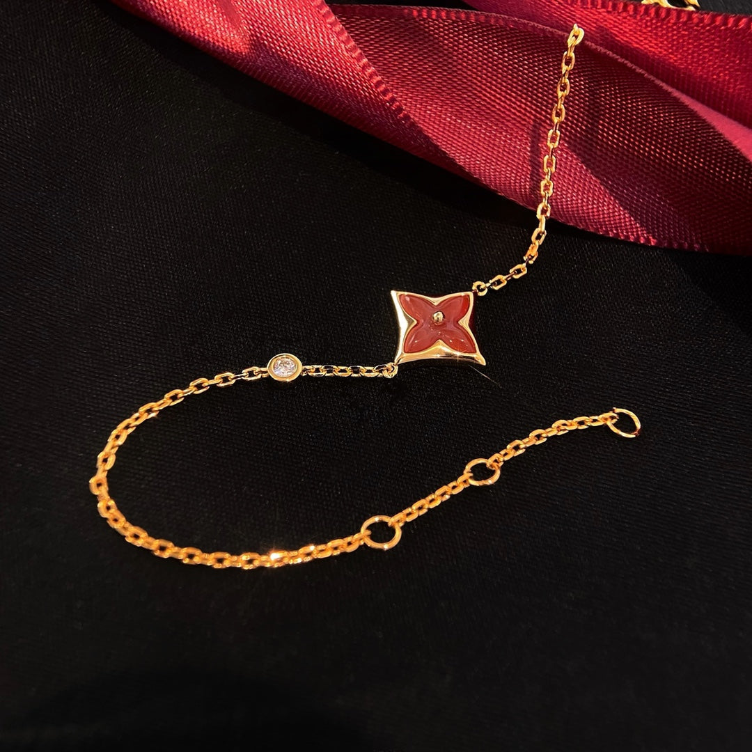 [MIRA]COLOR STAR CARNELIAN PINK GOLD DIAMOND BRACELET