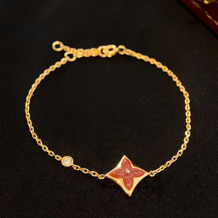 [MIRA]COLOR STAR CARNELIAN PINK GOLD DIAMOND BRACELET