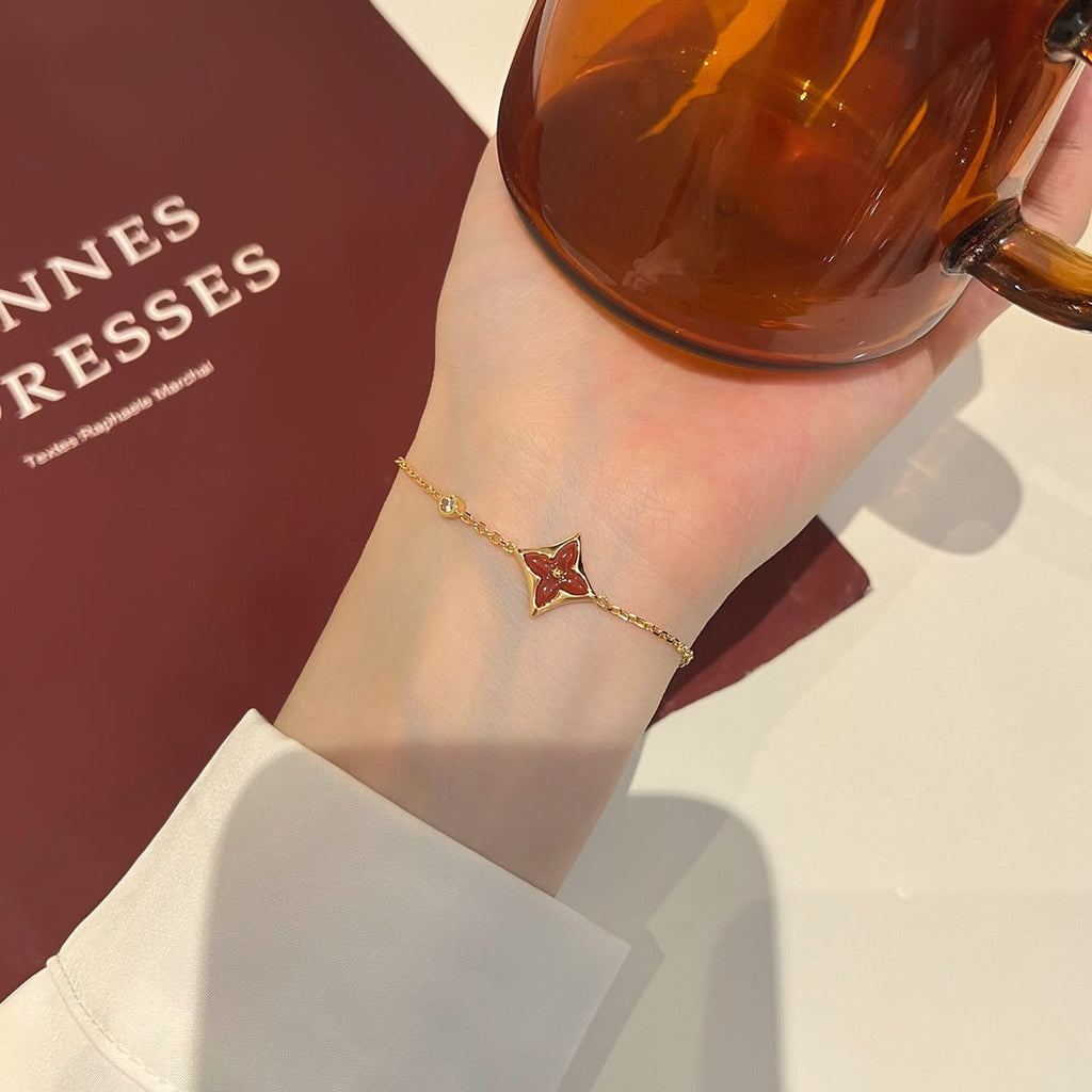 [MIRA]COLOR STAR CARNELIAN PINK GOLD DIAMOND BRACELET