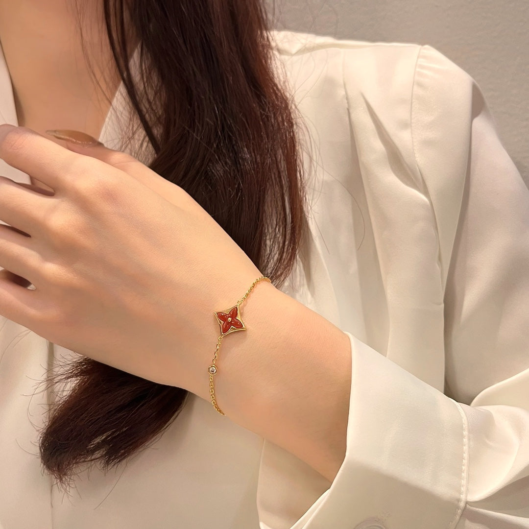 [MIRA]COLOR STAR CARNELIAN PINK GOLD DIAMOND BRACELET