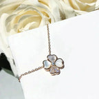 [MIRA]CLOVER MOP DIAMOND ROSE GOLD NECKLACE