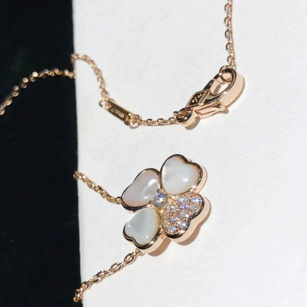 [MIRA]CLOVER MOP DIAMOND ROSE GOLD NECKLACE