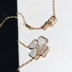 [MIRA]CLOVER MOP DIAMOND ROSE GOLD NECKLACE