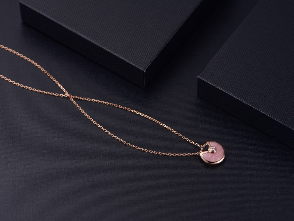 [MIRA]AMULETTE ROSE GOLD PINK MOP NECKLACE