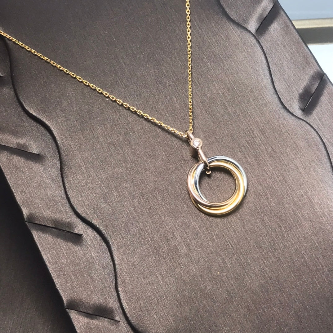 [MIRA]TRINITY SILVER GOLD PINK GOLD NECKLACE