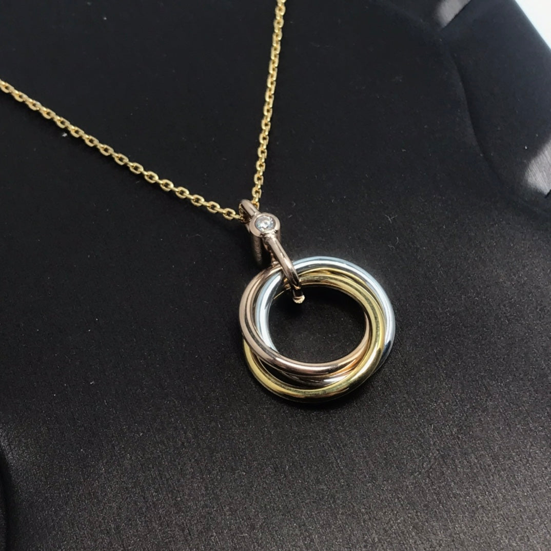 [MIRA]TRINITY SILVER GOLD PINK GOLD NECKLACE