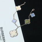 [MIRA]CLOVER BRACELET 5 MOTIFS MOP CHALCEDONY SILVER