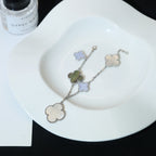 [MIRA]CLOVER BRACELET 5 MOTIFS MOP CHALCEDONY SILVER