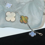 [MIRA]CLOVER BRACELET 5 MOTIFS MOP CHALCEDONY SILVER
