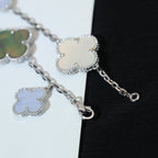 [MIRA]CLOVER BRACELET 5 MOTIFS MOP CHALCEDONY SILVER