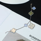 [MIRA]CLOVER BRACELET 5 MOTIFS MOP CHALCEDONY SILVER
