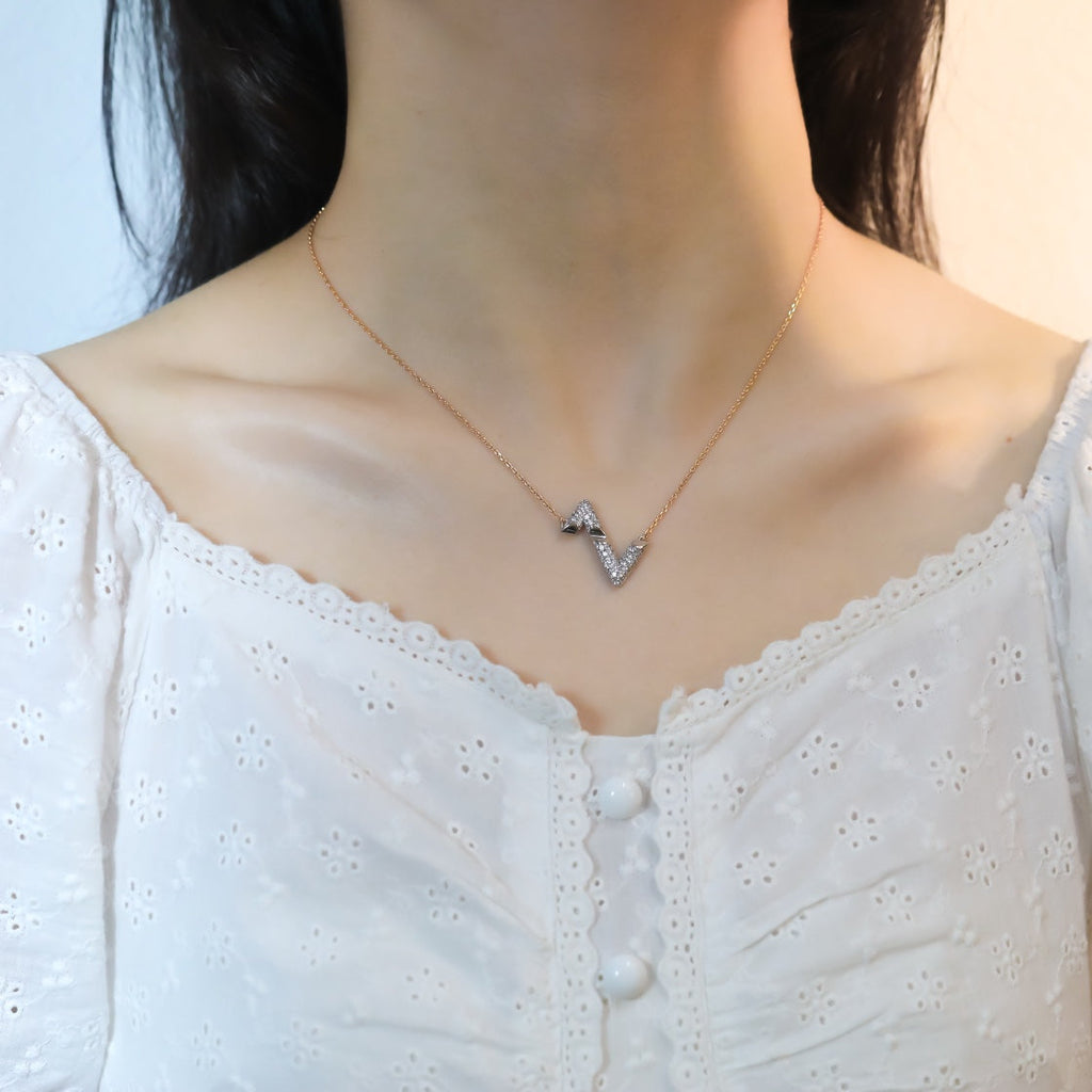 [MIRA]VOLT SILVER DIAMOND PEDANT NECKLACE