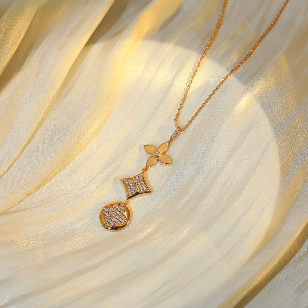 [MIRA]STAR AND SUN DIAMOND PINK GOLD NECKLACE