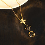 [MIRA]STAR AND SUN ONYX PINK GOLD NECKLACE