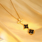 [MIRA]STAR AND SUN ONYX PINK GOLD NECKLACE