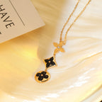 [MIRA]STAR AND SUN ONYX PINK GOLD NECKLACE