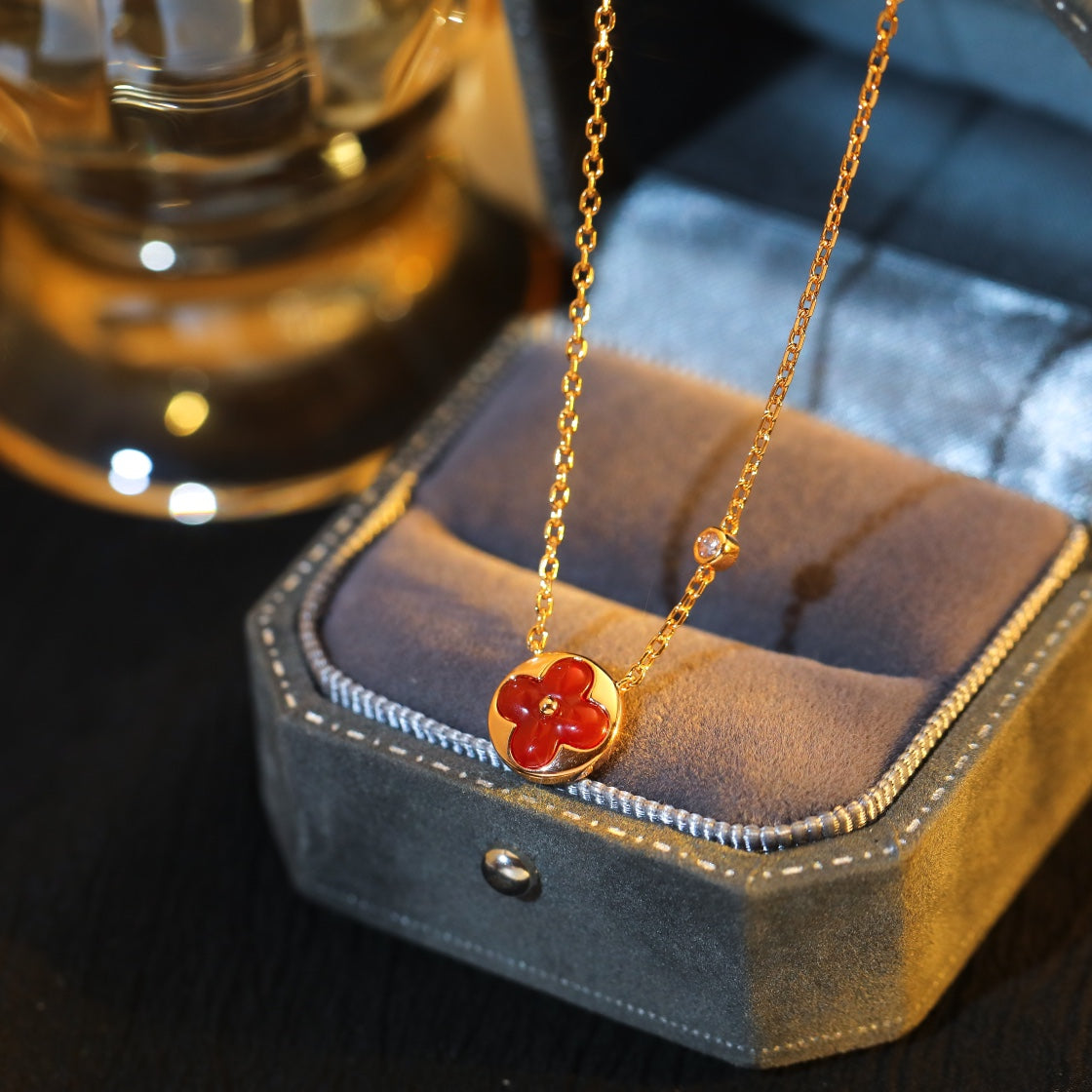 [MIRA]SUN PEDANT PINK GOLD 1 DIAMOND NECKLACE
