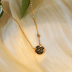 [MIRA]SUN PEDANT PINK GOLD 1 DIAMOND NECKLACE