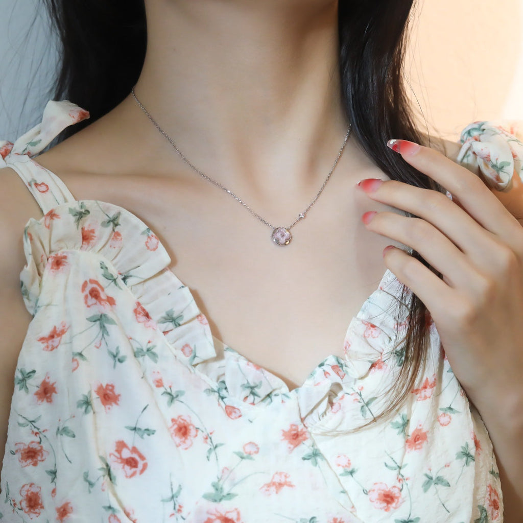 [MIRA]SUN PEDANT PINK GOLD 1 DIAMOND NECKLACE