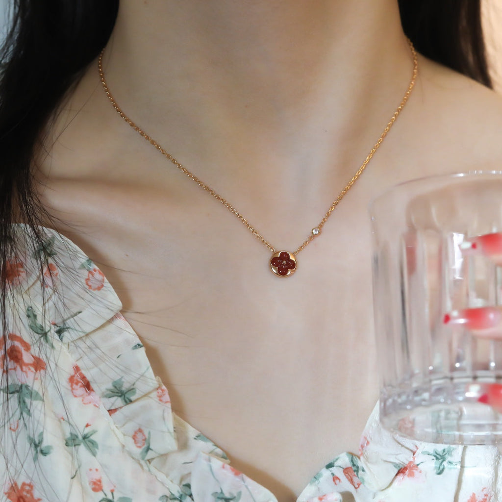 [MIRA]SUN PEDANT PINK GOLD 1 DIAMOND NECKLACE