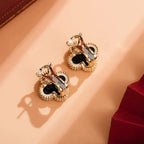 [MIRA]CLOVER MEDIUM 1 MOTIFS  ONYX STUD EARRINGS