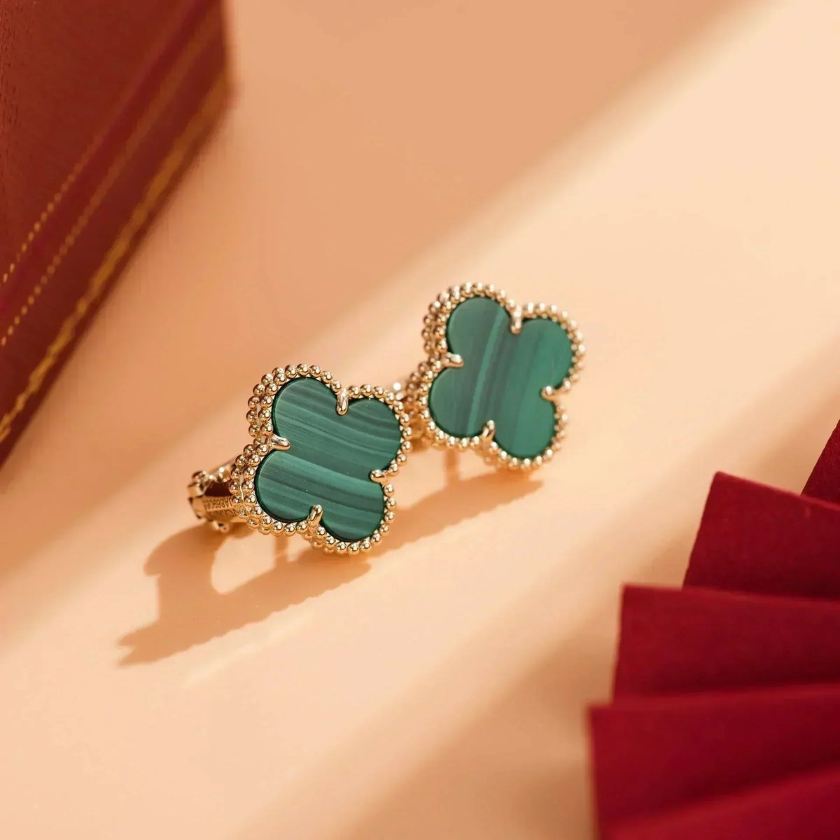[MIRA]CLOVER MEDIUM 1 MOTIFS MALACHITE  EARRINGS
